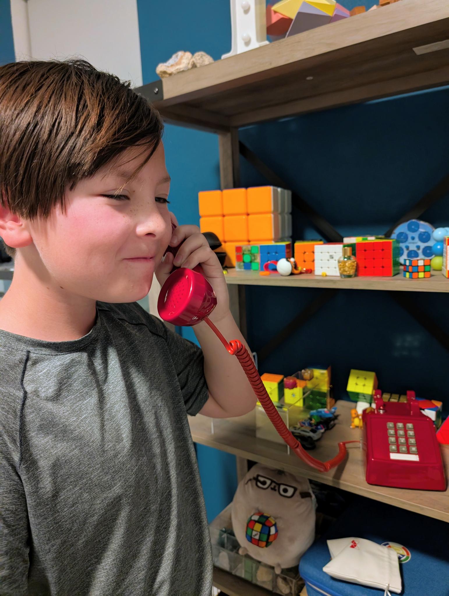 Isaac making a call on a Digits phone